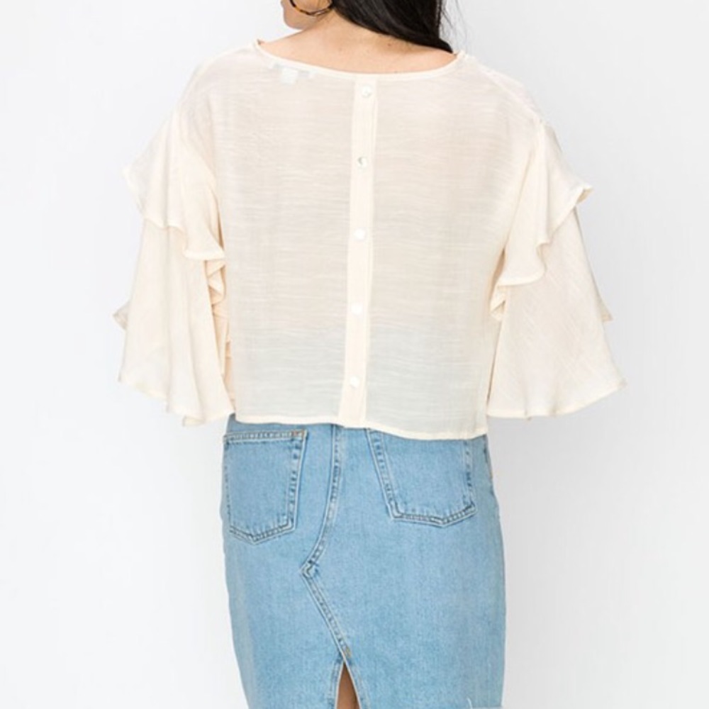 NWT Cream Blouse Short Sleeve - Picture 4 of 4